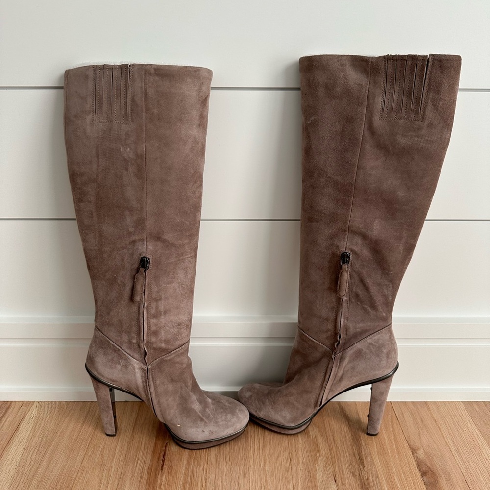 BCBG Mauve Suede Tall Boots size 8.5